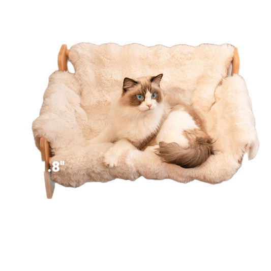 Wooden Cat Sofa Bed | Four-Season Cat Lounger with Removable & Washable Cushion | Durable Pet Furniture
